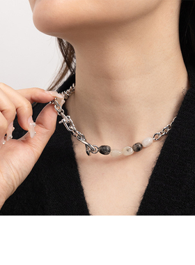 天然石项链高级感锁骨链