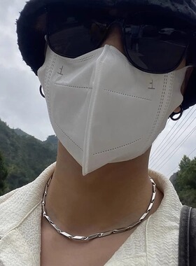 潮牌百搭菱形钛钢项链男士高级感