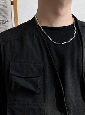 长方形方块钛钢项链男潮流嘻哈