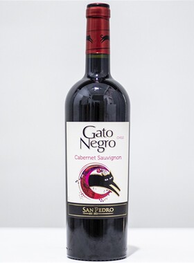 黑猫赤霞珠干红葡萄酒智利原瓶进口红酒柔和滑顺果香浓郁750mL装