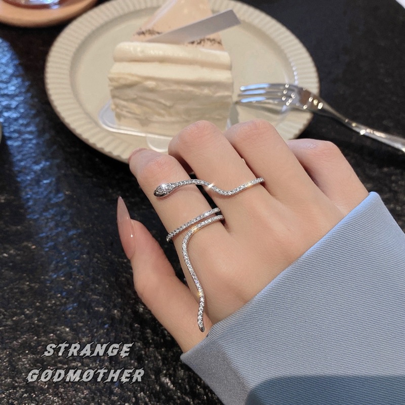 炸街超酷~网红感冷淡风蛇形戒指女小众设计时尚个性ins潮食指