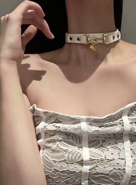 宫铃项圈女黑色铃铛choker锁骨项圈情调小狗链m女牵引绳