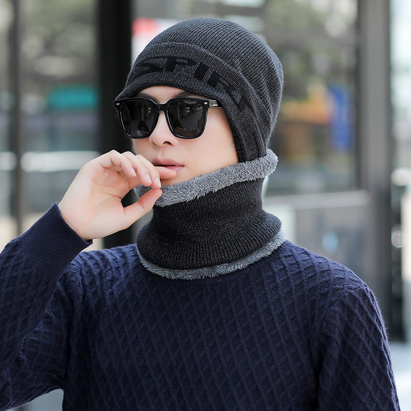 帽子男士冬季加绒加厚针织帽青年保暖防寒毛线帽户外护耳帽包头帽