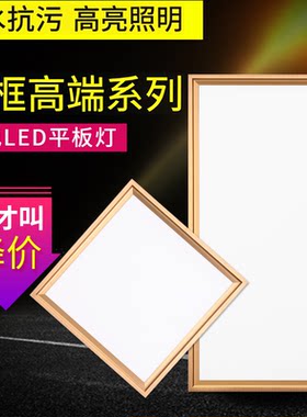 厨房集成吊顶灯金色边led平板灯卫生间300x600铝扣板嵌入式吸顶灯