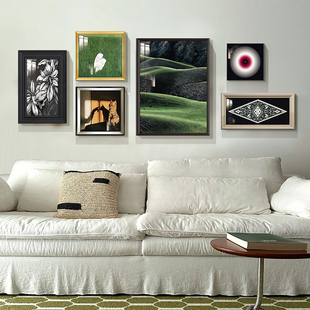 中古风客厅挂画抽象艺术小众高级感复古法式装饰画不规则组合壁画