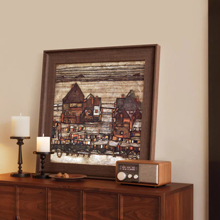 席勒建筑挂画复古法式小众世界名画中古风装饰画高级感正方形壁画