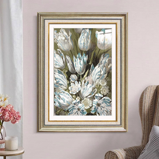 美式郁金香客厅装饰画轻奢高级感美克美家挂画入户正对门玄关壁画