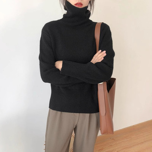 高领毛衣ins设计感小众针织打底衫冬季新款宽松慵懒软糯上衣女装
