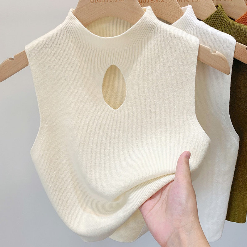 春夏半高领针织吊带背心女内搭打底衫镂空早秋外穿毛衣短款上衣,女装/女士精品,抹胸,淘宝优惠券,粉丝福利购,淘宝优惠卷