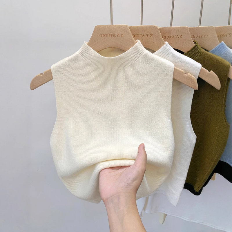 春夏内搭针织毛衣打底衫女半高领吊带背心中领早秋外穿无袖上衣,女装/女士精品,抹胸,淘宝优惠券,粉丝福利购,淘宝优惠卷