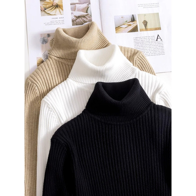 高领毛衣女秋冬季加厚黑色打底衫