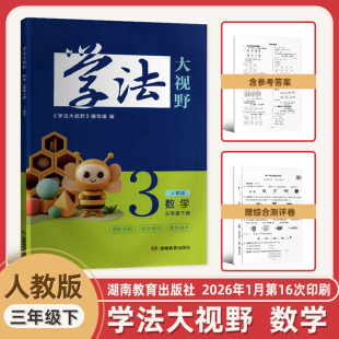 2026年小学学法大视野三年级下册数学学法大视野人教版 湖南教育出版社3年级下册数学学法大视野含答案数学同步辅导书全新正版