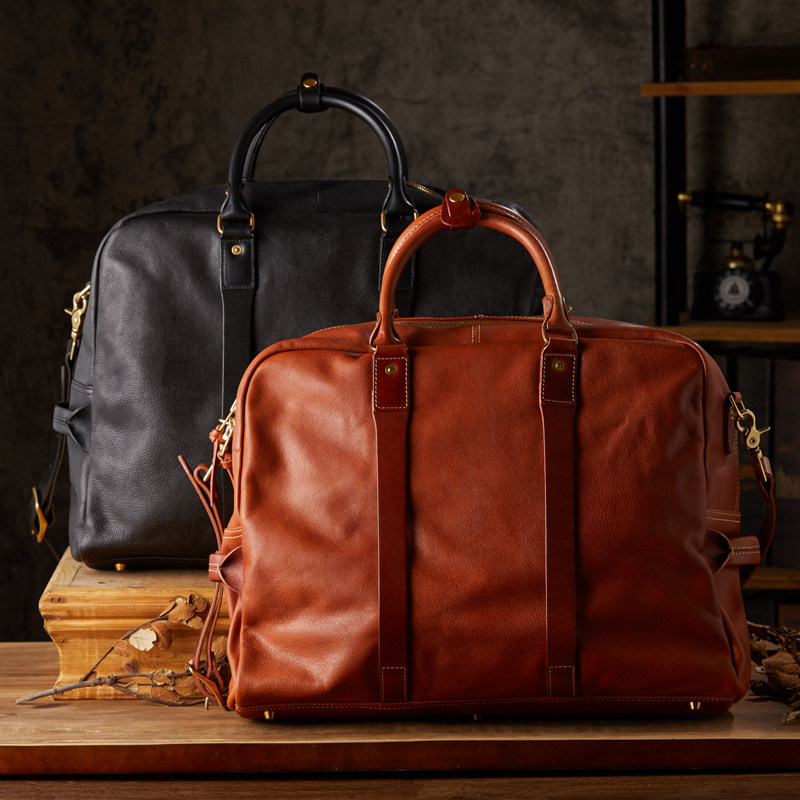 植鞣牛皮手提包男出差行李包健身单肩斜挎包男士真皮大容量旅行包