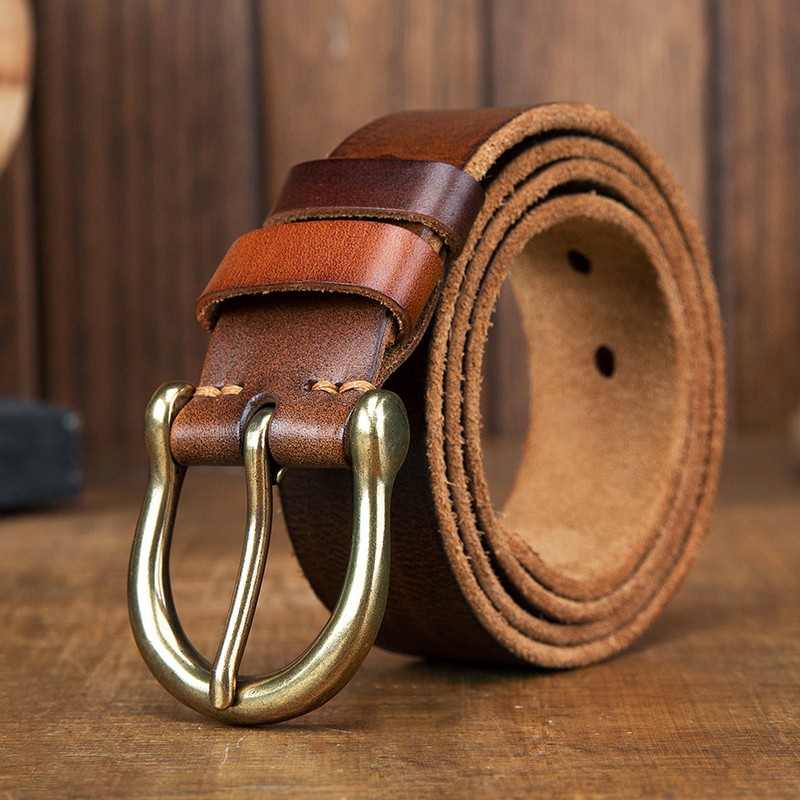 原创头层牛皮皮带真皮中年青年
