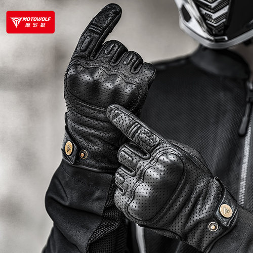 摩多狼摩托车复古透气手套