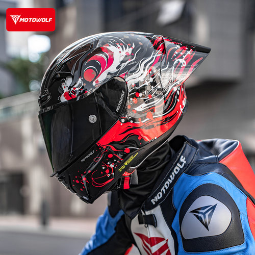 摩多狼全盔四季防雾大尾翼头盔