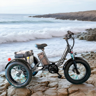 好老头中置电动折叠脚踏助力三轮代步车差速器变速前后碟刹新款
