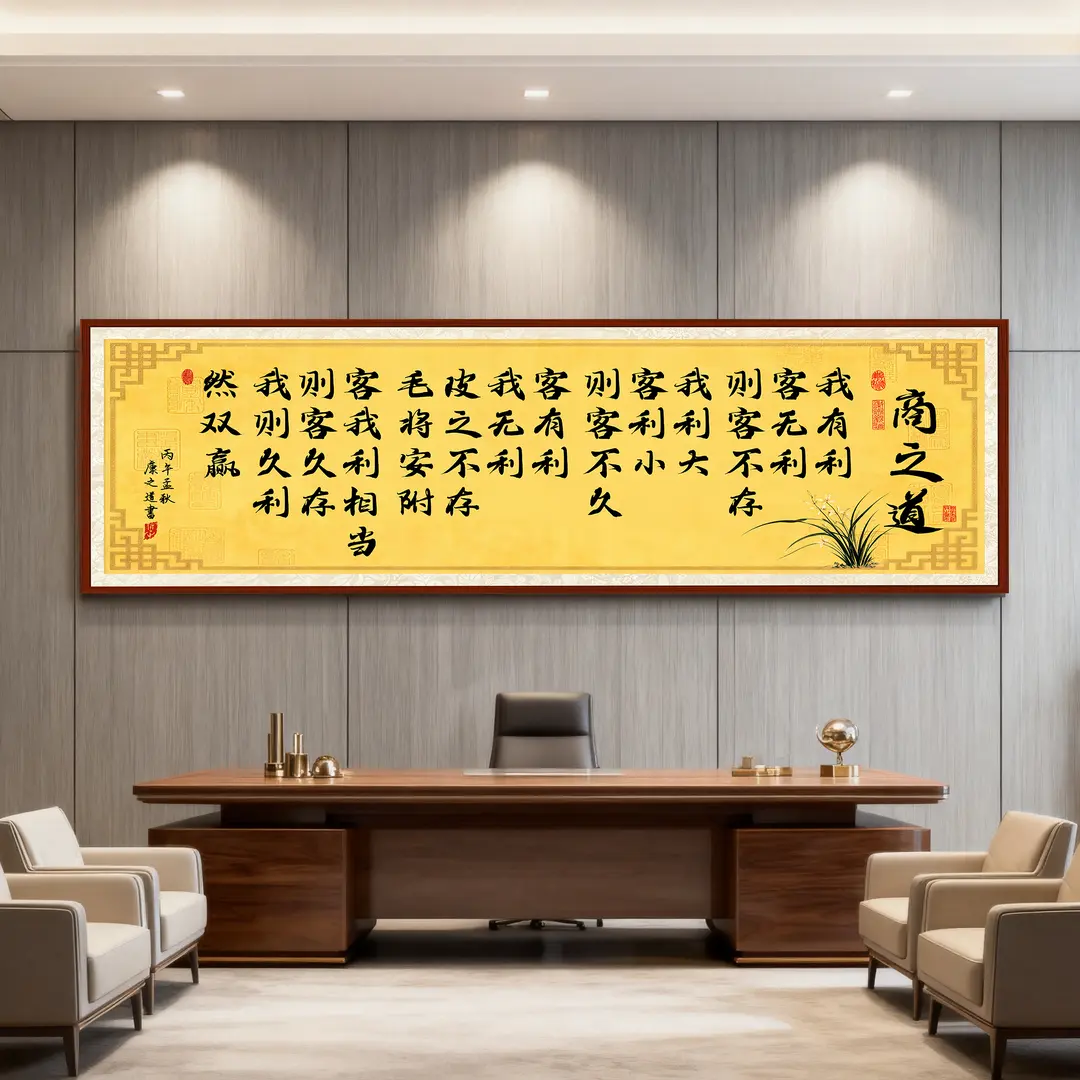 商之道新中式书法自粘画现代简约