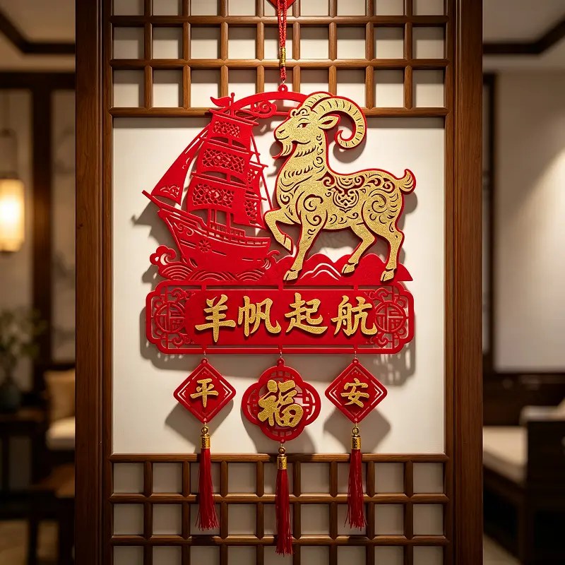 金羊挂件羊帆起航形挂件门店装饰