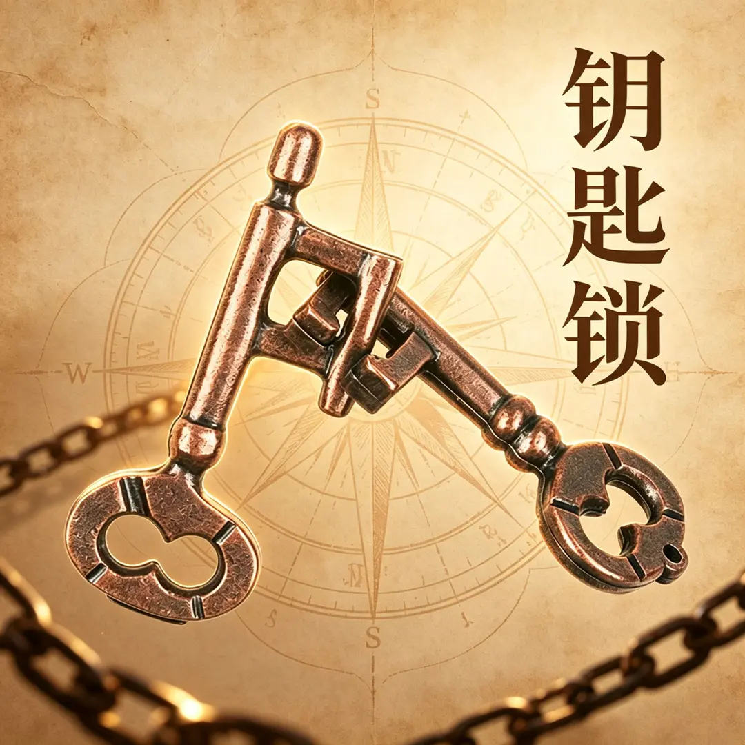 古典钥匙锁金属解谜合金智力玩具