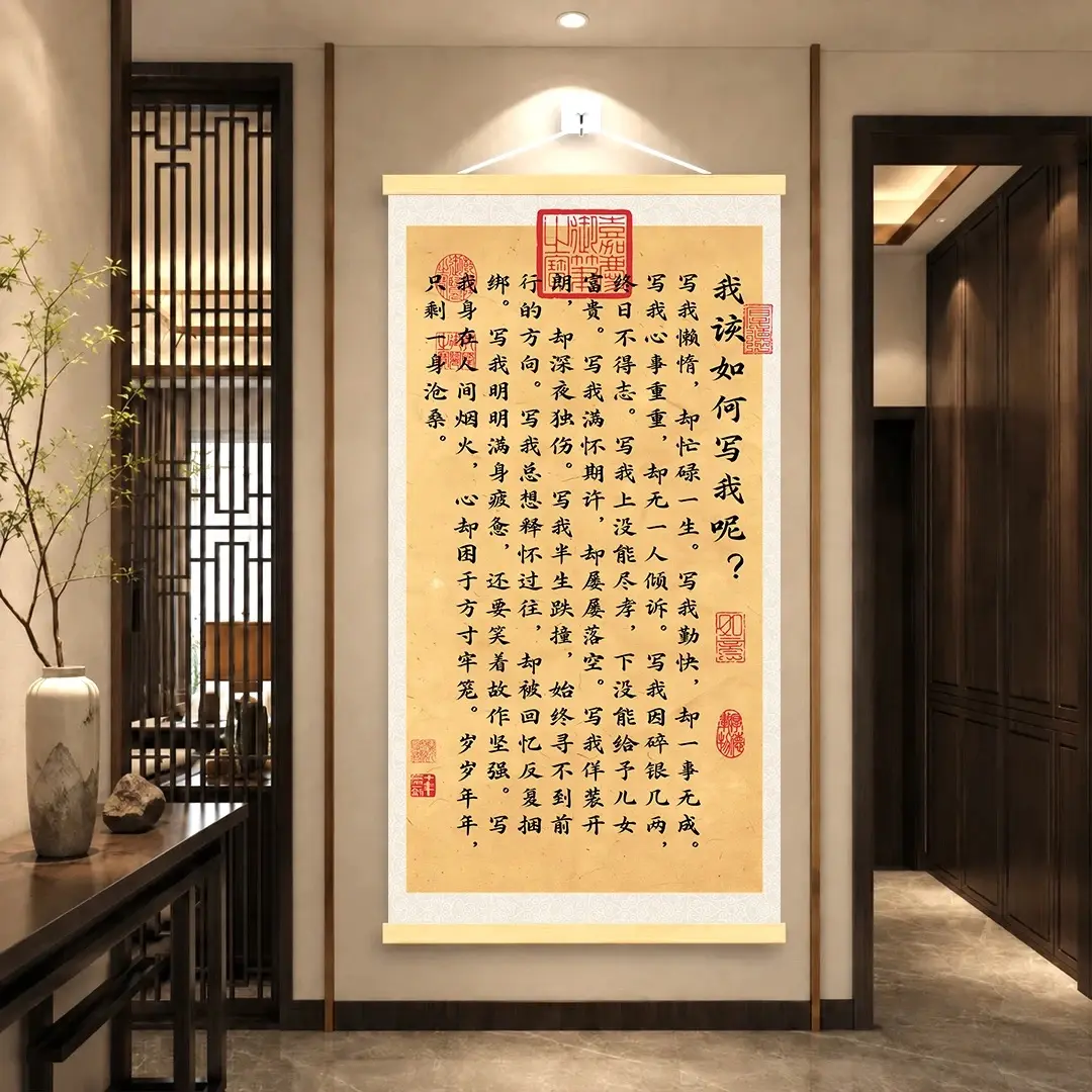 我该如何写我呢书法挂画新中式