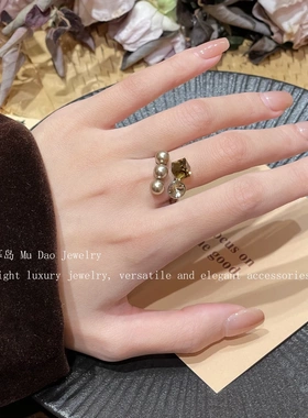 暮岛饰品方糖珠珠简约轻奢戒指