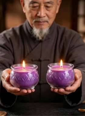 2026年紫平口莲花灯紫色蜡烛灯