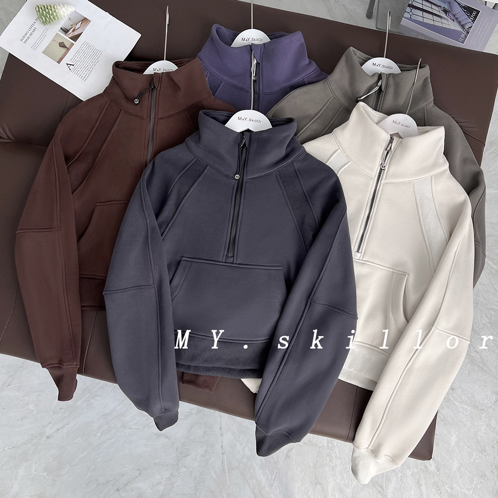 Scubu款女士秋冬烟囱领保暖运动卫衣休闲半拉链短款宽松瑜伽外套,运动/瑜伽/健身/球迷用品,瑜伽外套,淘宝优惠券,粉丝福利购,淘宝优惠卷