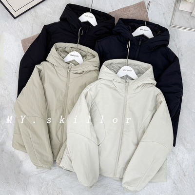 LL款女士秋冬户外防风连帽短款P棉外套轻薄运动休闲显瘦保暖棉服