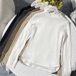 超绝！IIu同款德绒半高领瑜伽运动t恤女运动修身半高领保暖打底衫