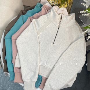 叠穿de神scuba秋冬半拉链加绒高领卫衣宽松显瘦运动短款瑜伽外套