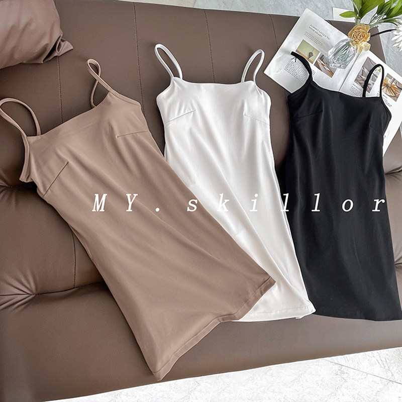 显瘦神裙align女士运动裸感吊带裙后背镂空修身显瘦性感A字连衣裙