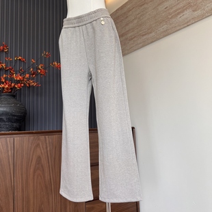 妈妈装新款女裤子高腰显瘦春秋季百搭时尚松紧腰中老年直筒九分裤