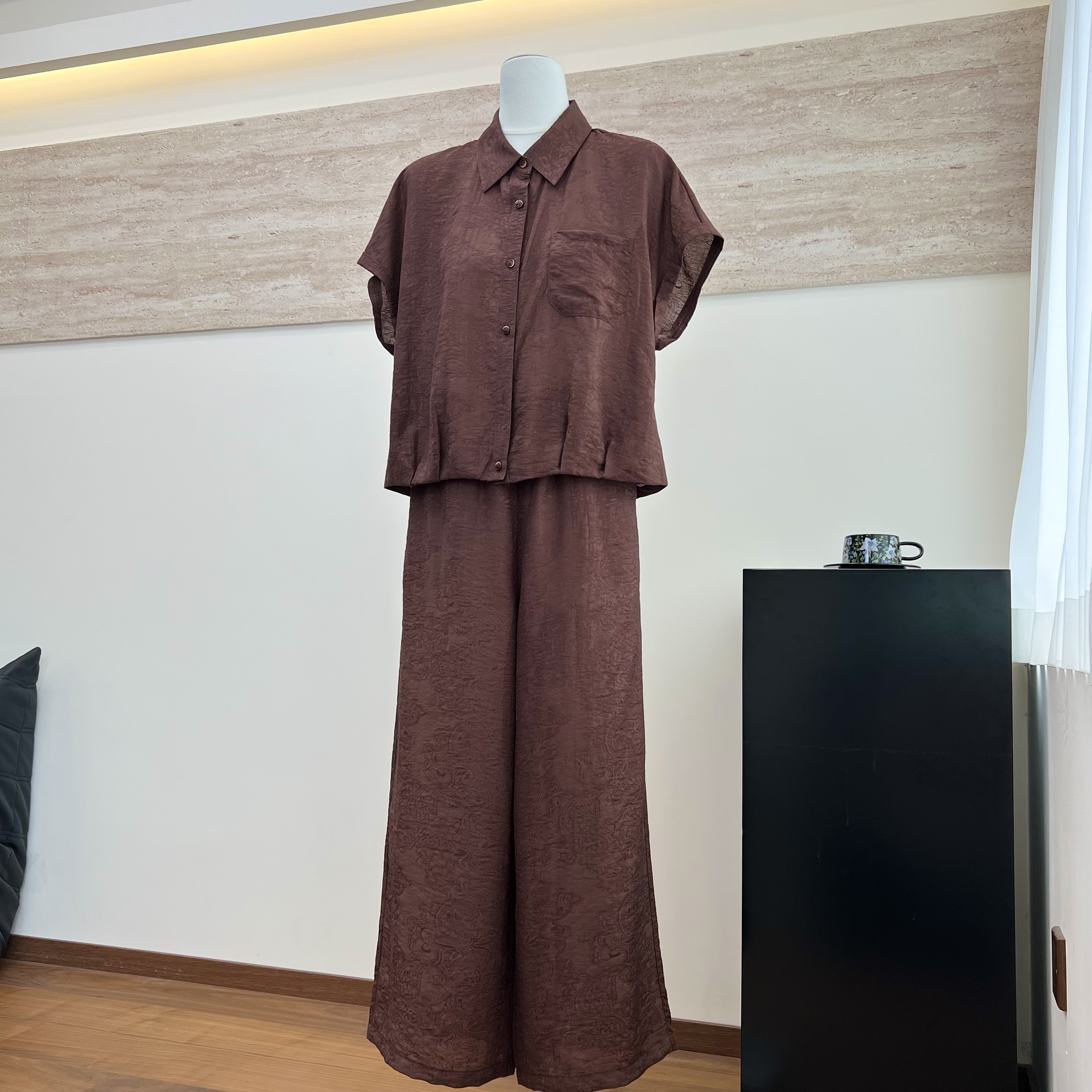 新款妈妈装夏季短袖开衫T恤套装