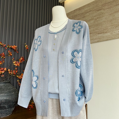 妈妈装春夏季圆领短袖T恤上衣