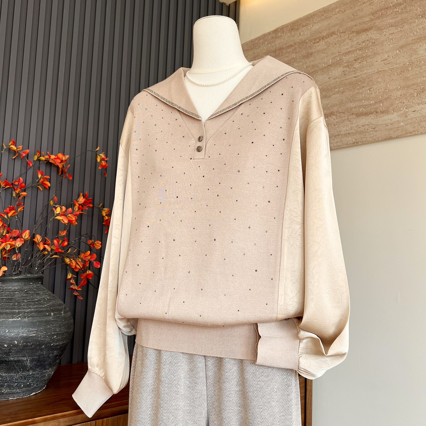 时尚新款妈妈装春季翻领气质显瘦小衫中老年女士洋气百搭T恤上衣