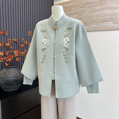 新中式新款妈妈装针织上衣真两件