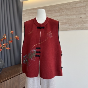 新中式新款洋气中老年女针织衫马甲上衣洋气开衫奶奶装女秋冬马夹