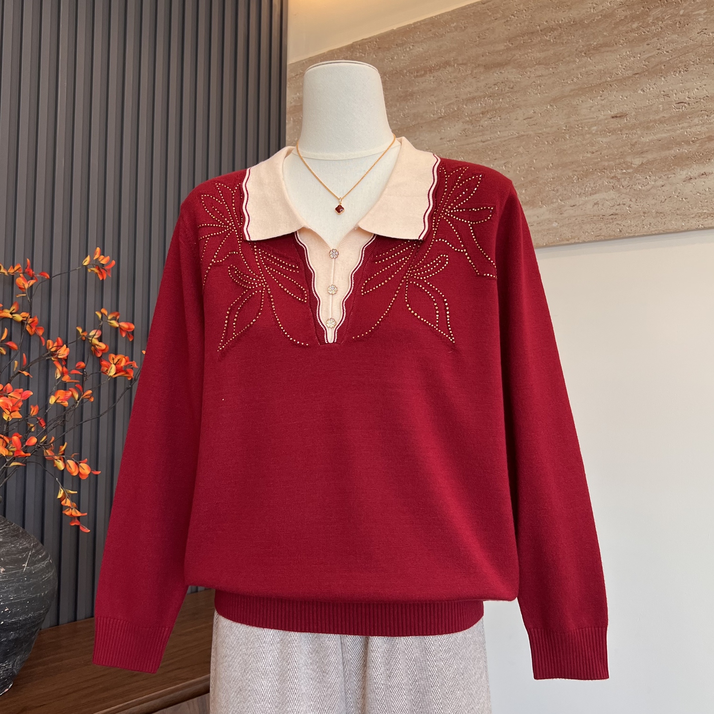 新款妈妈装秋季针织气质时尚上衣