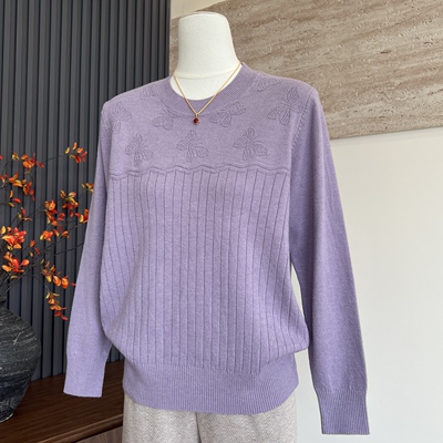 简约新款妈妈装秋季针织衫圆领