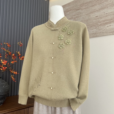 时尚洋气妈妈装秋冬季针织上衣
