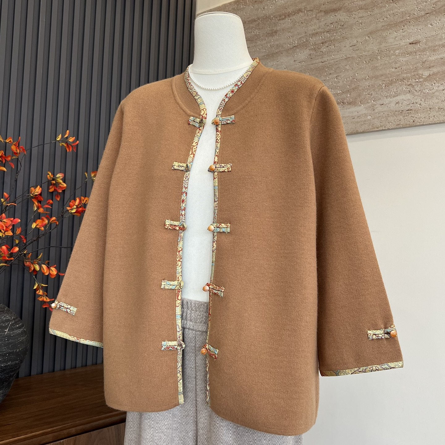 新中式新款妈妈装秋季针织中长款开衫气质时尚中老年女士盘扣外套,女装/女士精品,中老年女装,淘宝优惠券,粉丝福利购,淘宝优惠卷