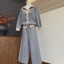 新款 子中老年女外套毛衣套装 妈妈装 松紧腰裤 气质针织上衣开衫 时尚