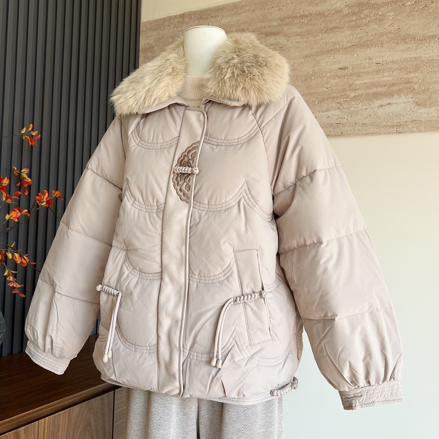 时尚新款妈妈装冬季毛领加厚棉衣开衫中老年女士保暖棉服防风外套