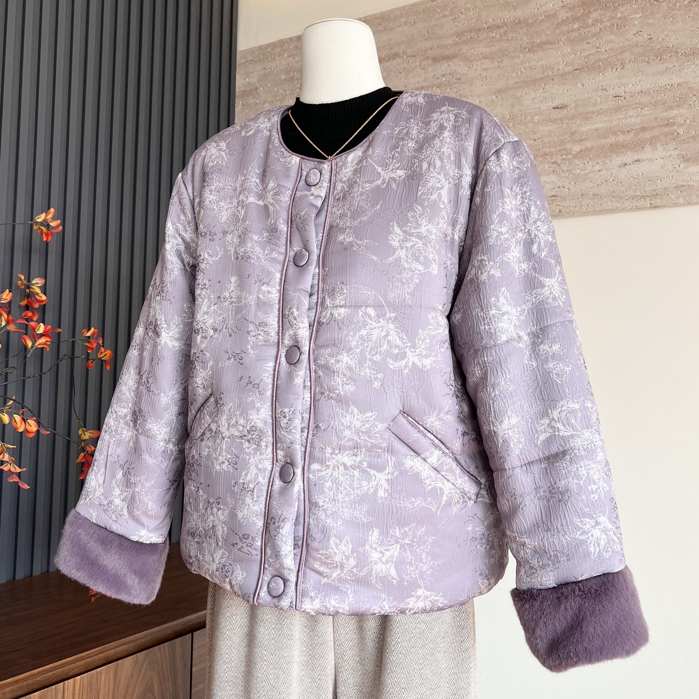 时尚新款妈妈装冬季加厚加绒圆领棉衣开衫中老年女士保暖棉服外套