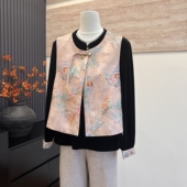 内搭两件套中老年国风女士套装 妈妈装 新中式 马甲上衣长袖 新款 秋季