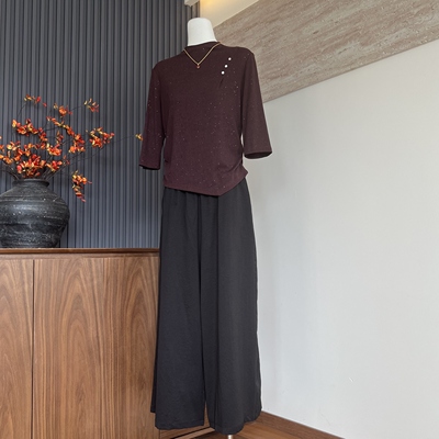 时尚洋气妈妈秋季新款七分袖上衣