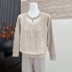 气质针织衫 妈妈装 长袖 镂空上衣中老年女烫钻时尚 春季 圆领小衫 新款