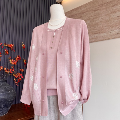 新款妈妈装针织短袖圆领上衣