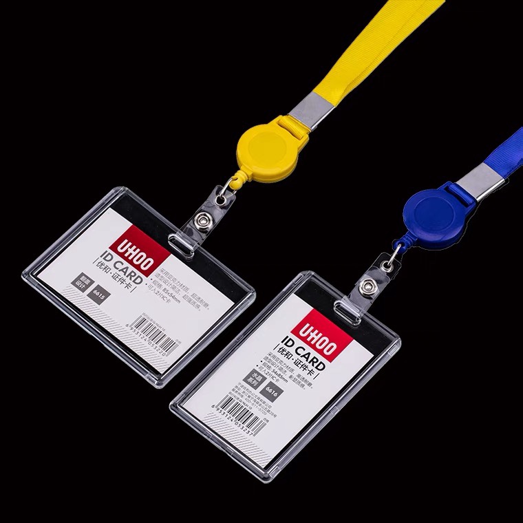 优和6616亚克力双面透明超透水晶伸缩扣挂绳工作牌胸卡吊牌印LOGO